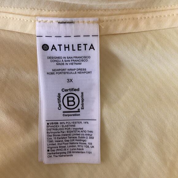 Athleta Newport Wrap Dress City Stripe Lunaria Yellow Size 3X NWT Pockets Summer - Picture 4 of 11